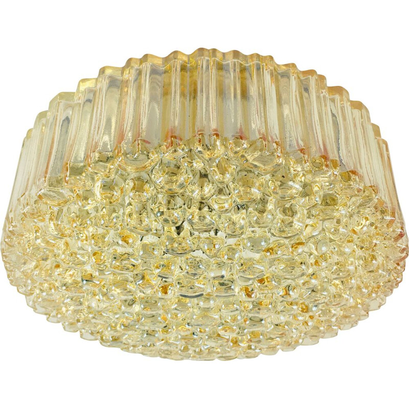 Mid-century German amber glass ceiling lamp by Helena Tynell for Limburg, 1970s