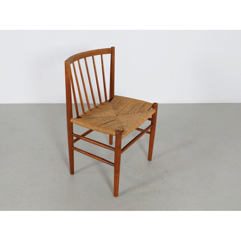 Set of 4 FDB Møbler chairs in oak and papercord, Jørgen BAEKMARK - 1950s