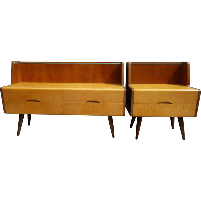Pair of vintage night stands in different sizes, 1960s