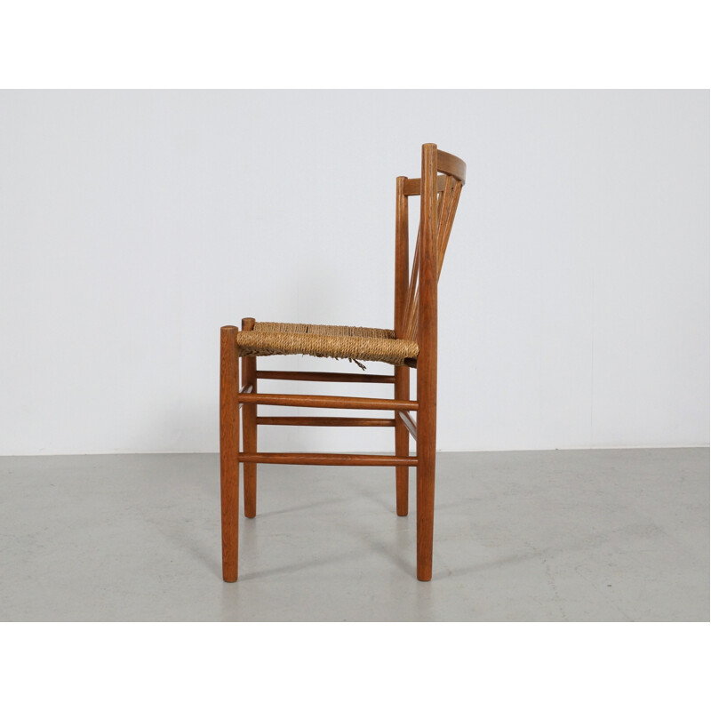 Suite de 4 chaises FDB Møbler en chêne et papier tressé, Jørgen BAEKMARK - 1950