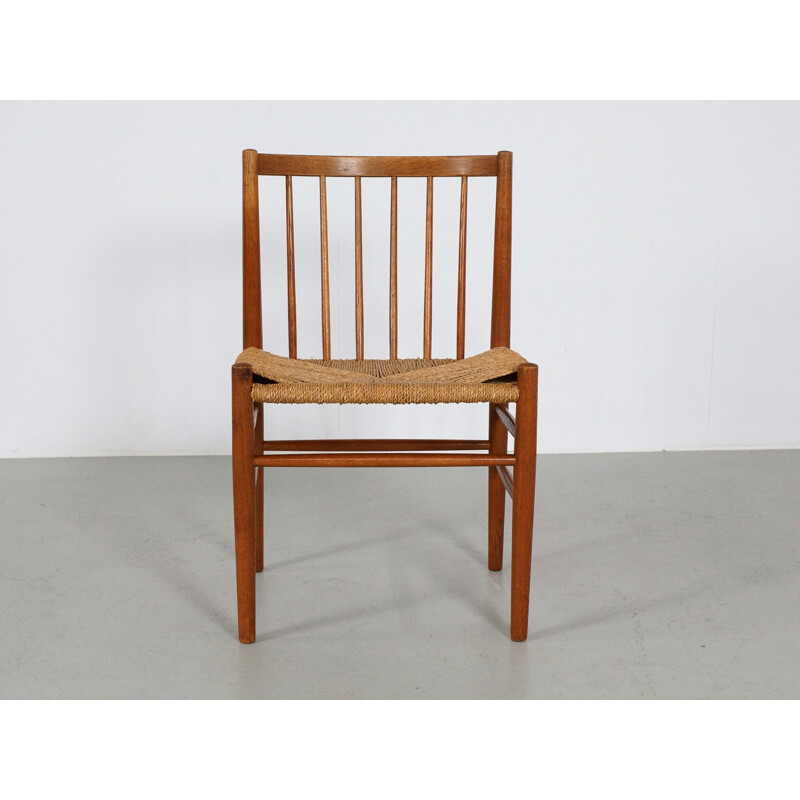 Set of 4 FDB Møbler chairs in oak and papercord, Jørgen BAEKMARK - 1950s