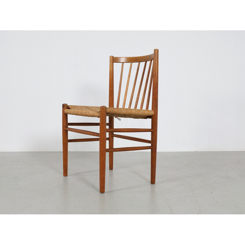 Set of 4 FDB Møbler chairs in oak and papercord, Jørgen BAEKMARK - 1950s