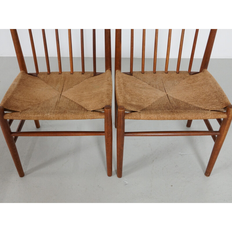 Suite de 4 chaises FDB Møbler en chêne et papier tressé, Jørgen BAEKMARK - 1950