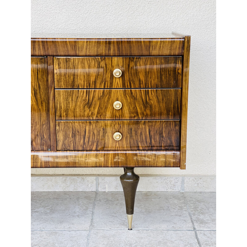 Vintage walnut Art Deco sideboard with four doors