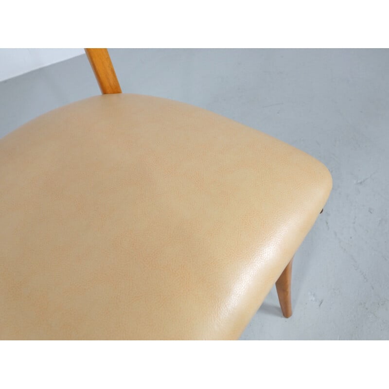 Set di 6 sedie italiane in acero e similpelle beige - 1950
