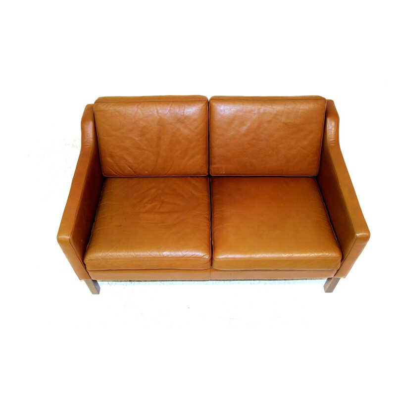 Vintage leather sofa with 2 seats, Denmark 1960