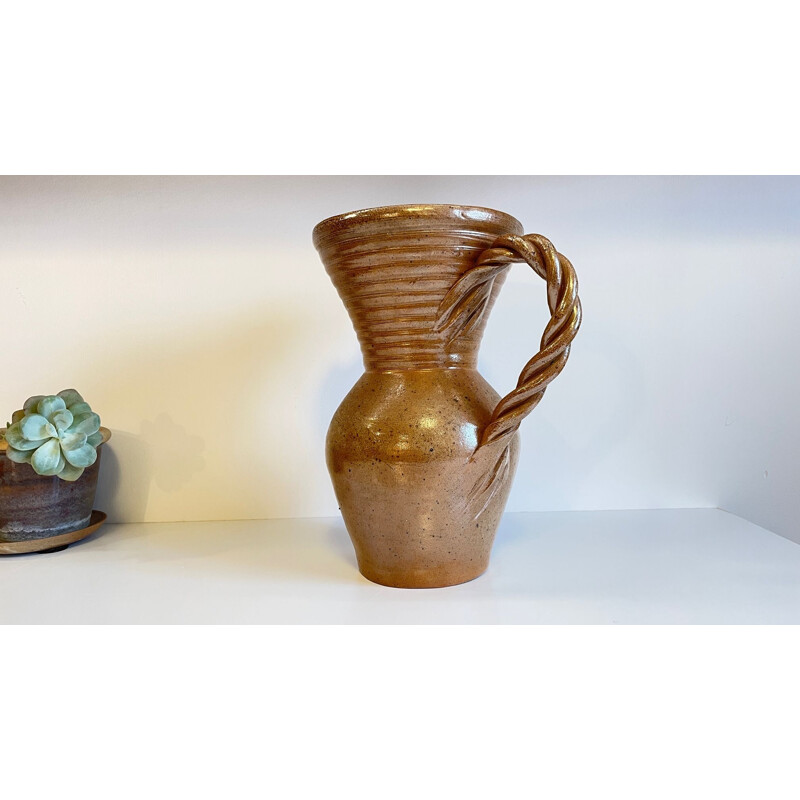 Vintage glazed stoneware pitcher