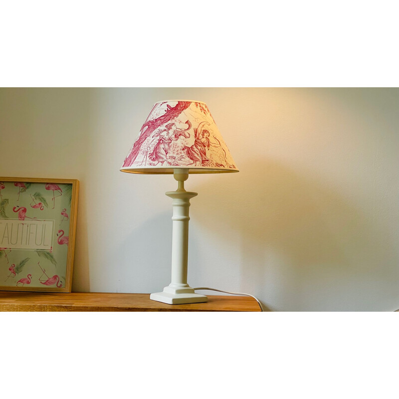 Lampe de table vintage en plâtre beige, 1990