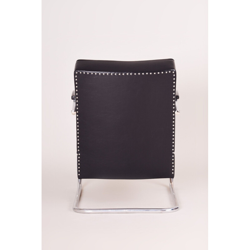 Vintage black leather armchair by Mucke Melder, 1930s