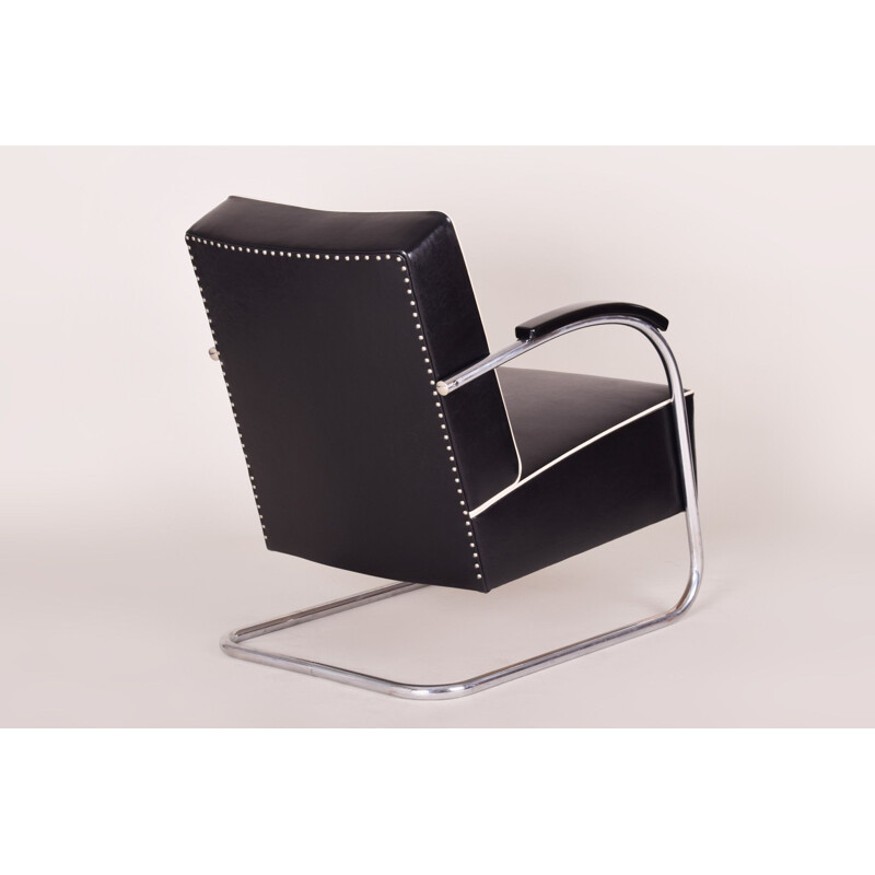 Vintage black leather armchair by Mucke Melder, 1930s