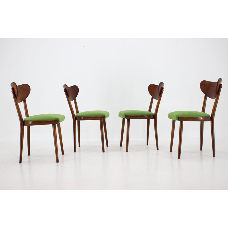 Set of 4 vintage beechwood dining chairs, Czechoslovakia 1960s