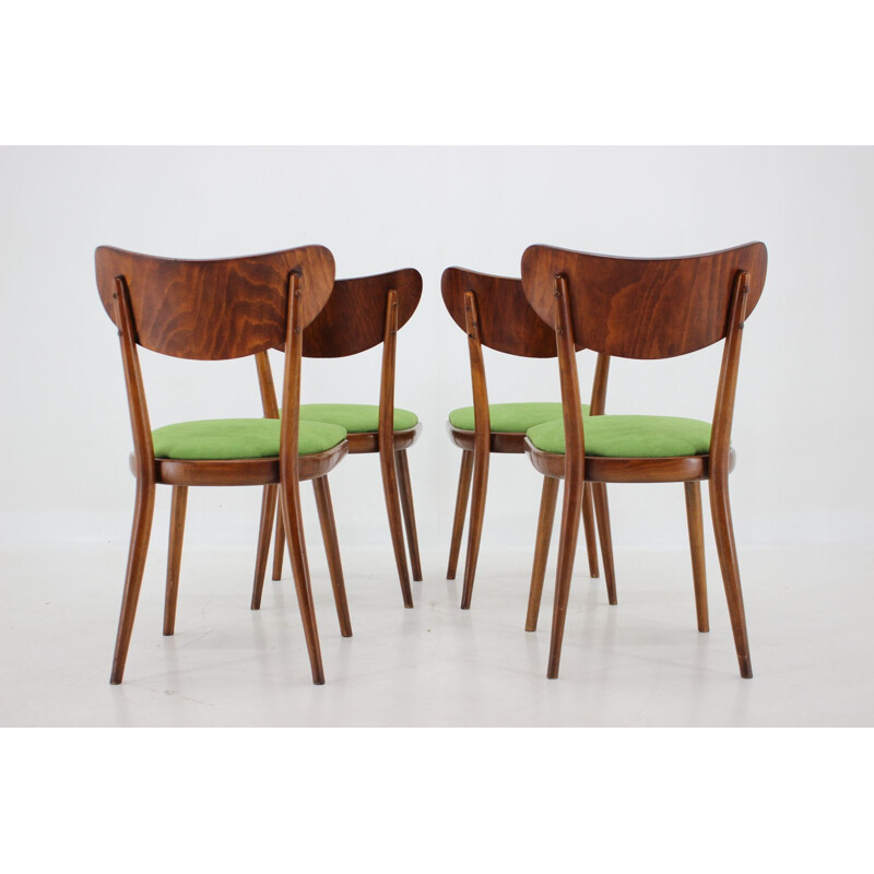 Set of 4 vintage beechwood dining chairs, Czechoslovakia 1960s