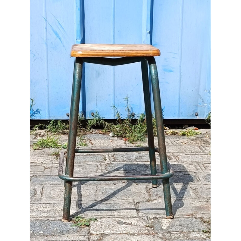 Vintage high stool in wood