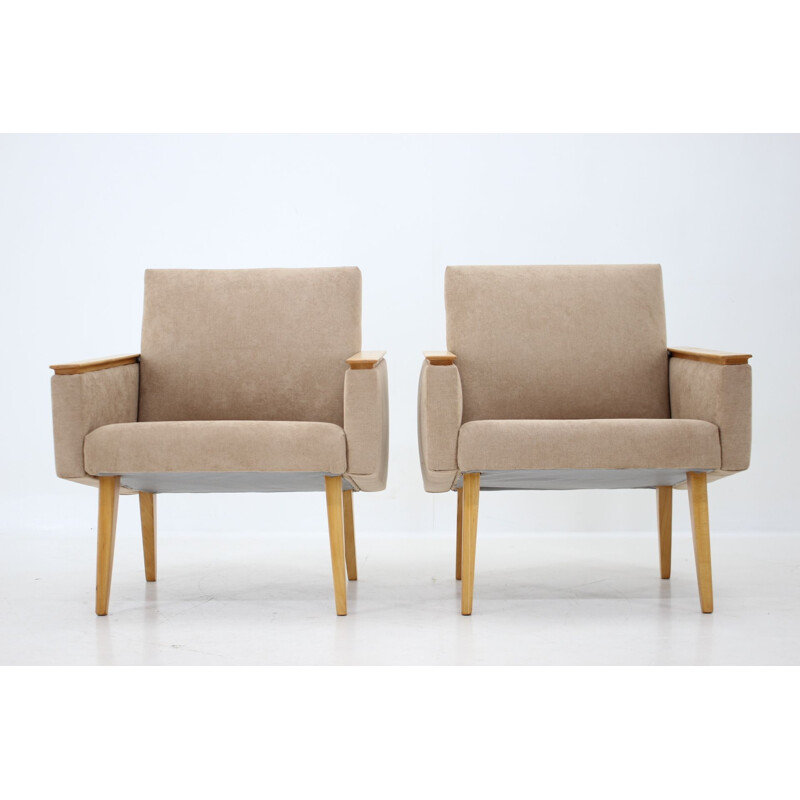 Paire de fauteuils minimalistes vintage, Tchécoslovaquie