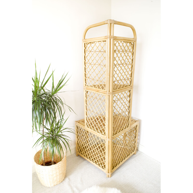 Vintage bamboo corner shelf, 1960