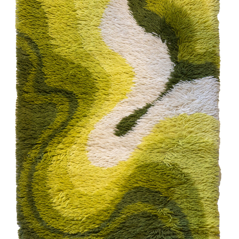 Grüner Vintage-Amoebe-Teppich aus dem Weltraumzeitalter