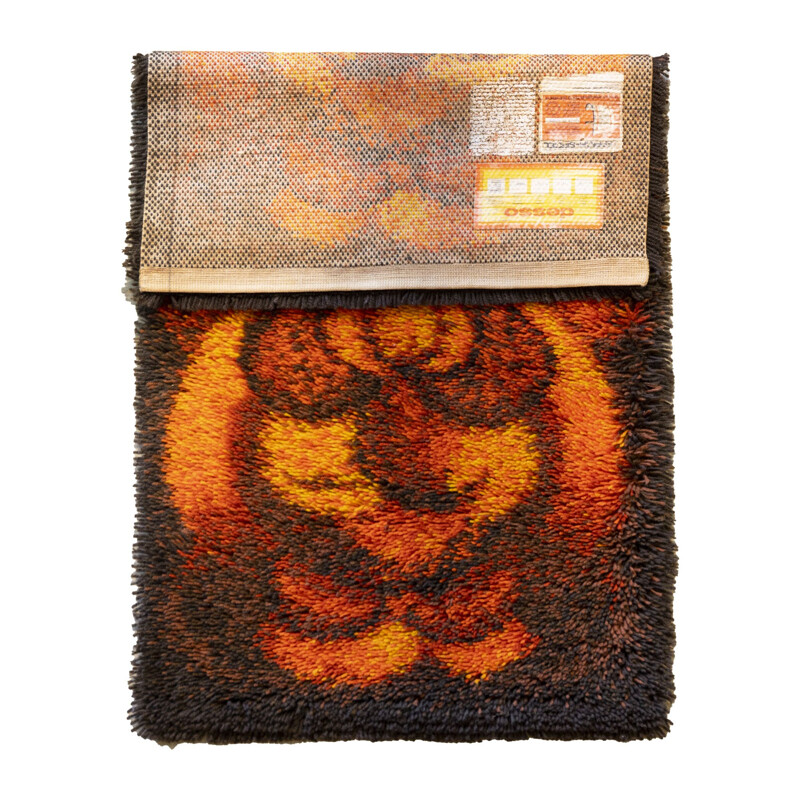 Vintage Desso "Flower" bruin en oranje tapijt