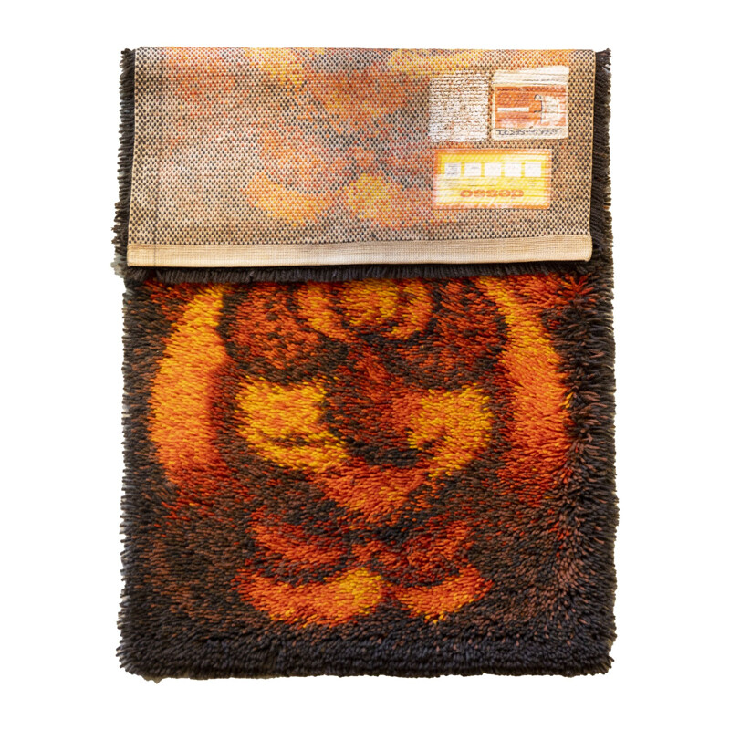 Tapis vintage Desso "Flower" marron et orange