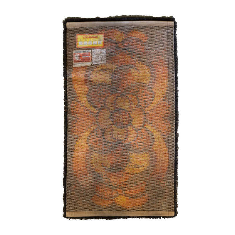 Vintage Desso "Flower" bruin en oranje tapijt
