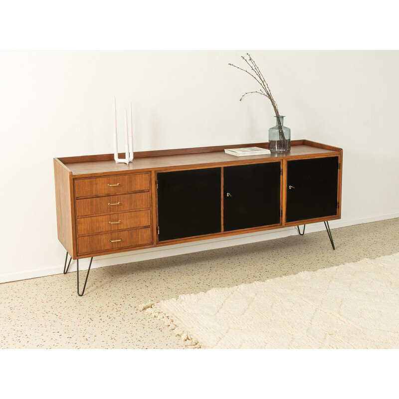 Vintage walnut sideboard with doors in black, Germany 1950s