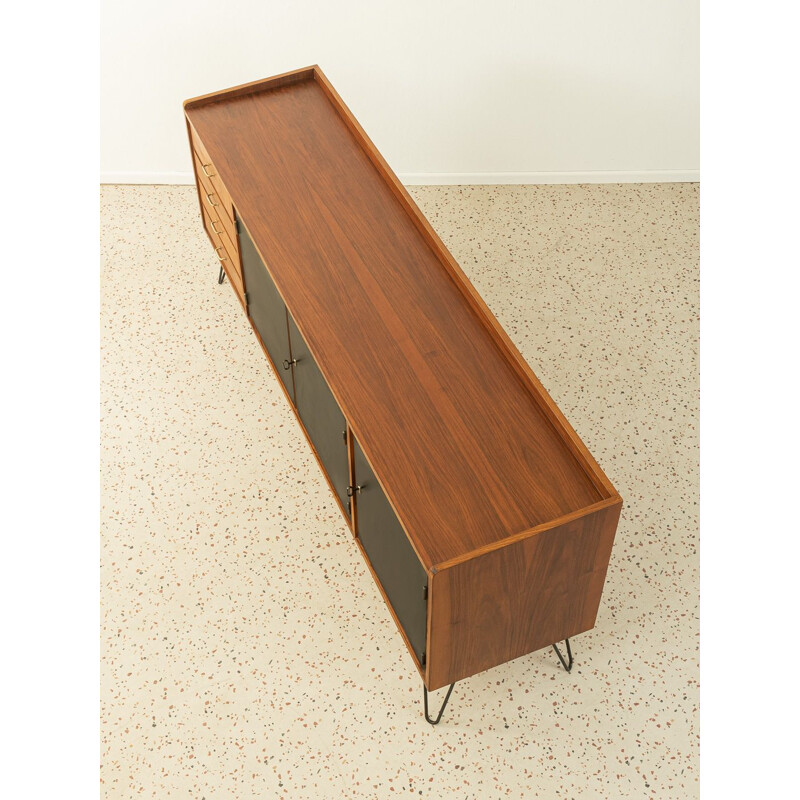 Vintage walnoten dressoir met zwarte deuren, Duitsland 1950