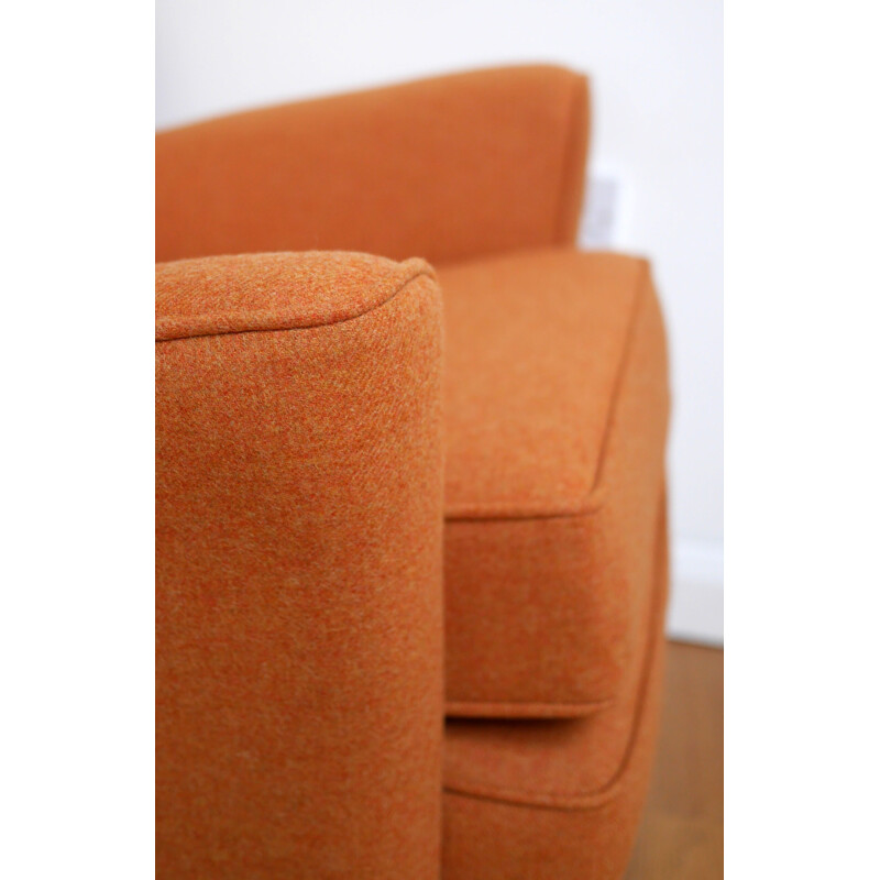 Fauteuil anglais RS Stevens en tissu laine orange - 1950