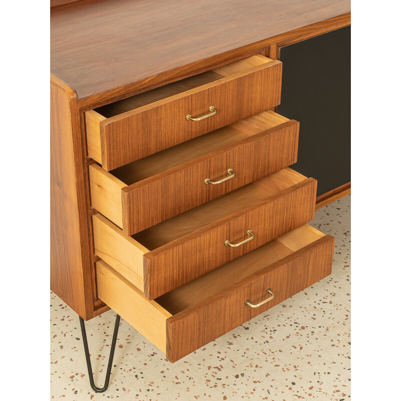 Vintage walnut sideboard with doors in black, Germany 1950s