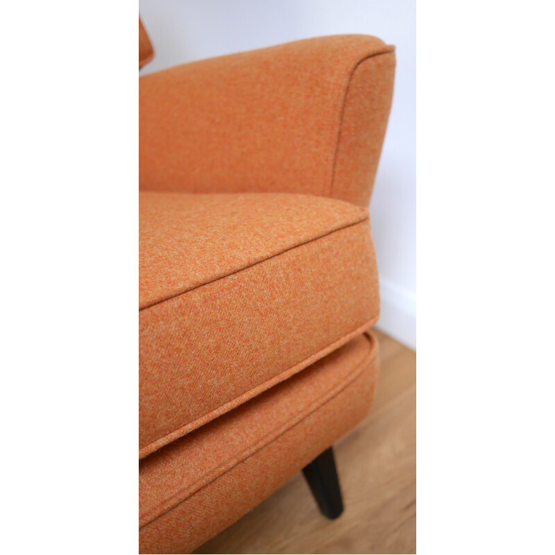Fauteuil anglais RS Stevens en tissu laine orange - 1950
