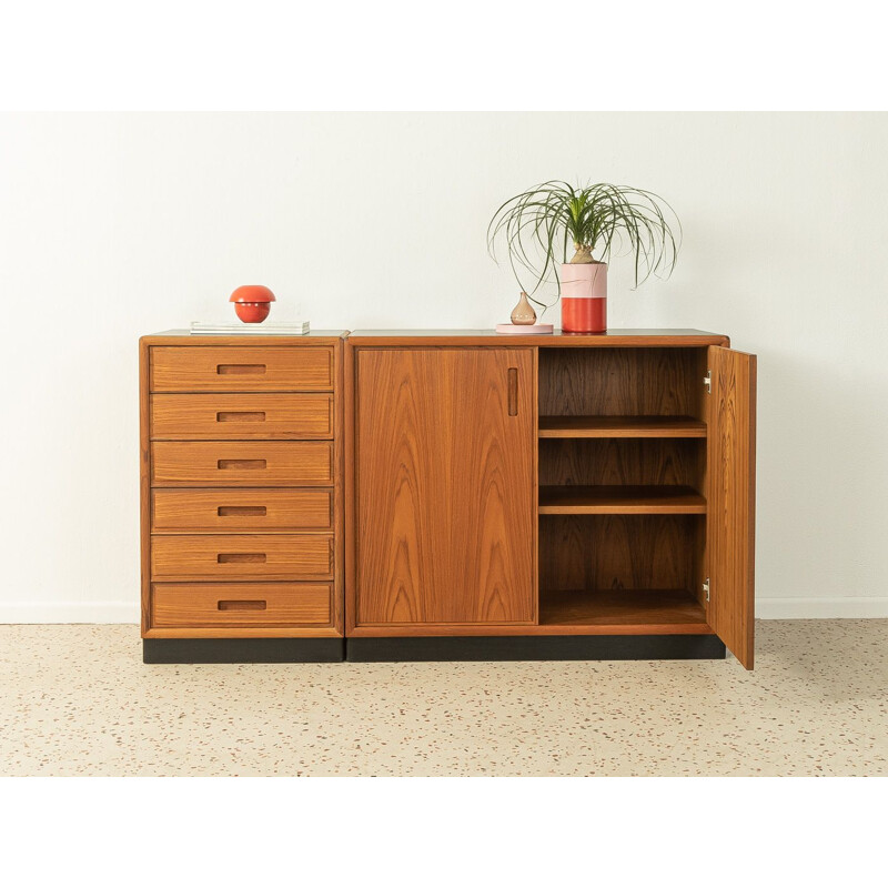 Vintage teak chest of drawers with two doors, Germany 1960s