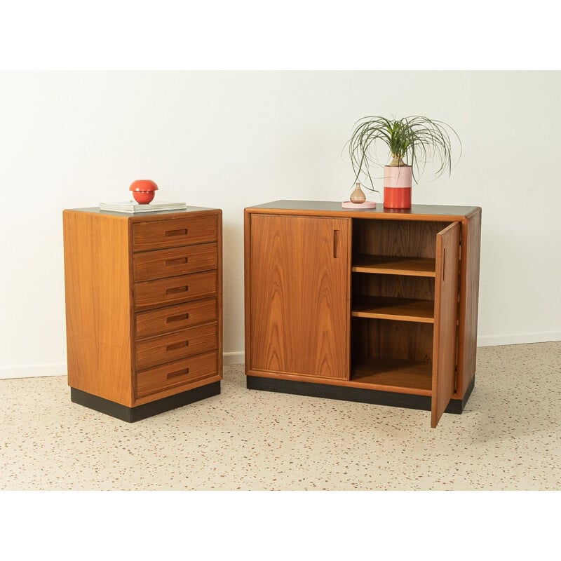 Vintage teak chest of drawers with two doors, Germany 1960s