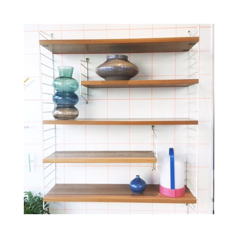 Vintage wall unit with shelves by Kajsa and Nils strinning for String, Sweden 1960