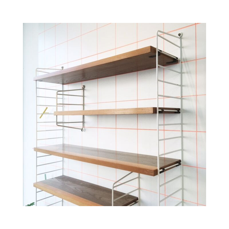 Vintage wall unit with shelves by Kajsa and Nils strinning for String, Sweden 1960
