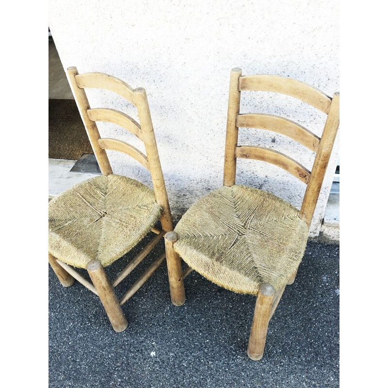 Conjunto de 5 cadeiras brutalistas vintage de Georges Robert, 1950-1960