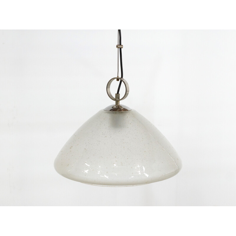 Vintage witte glazen hanglamp, 1970