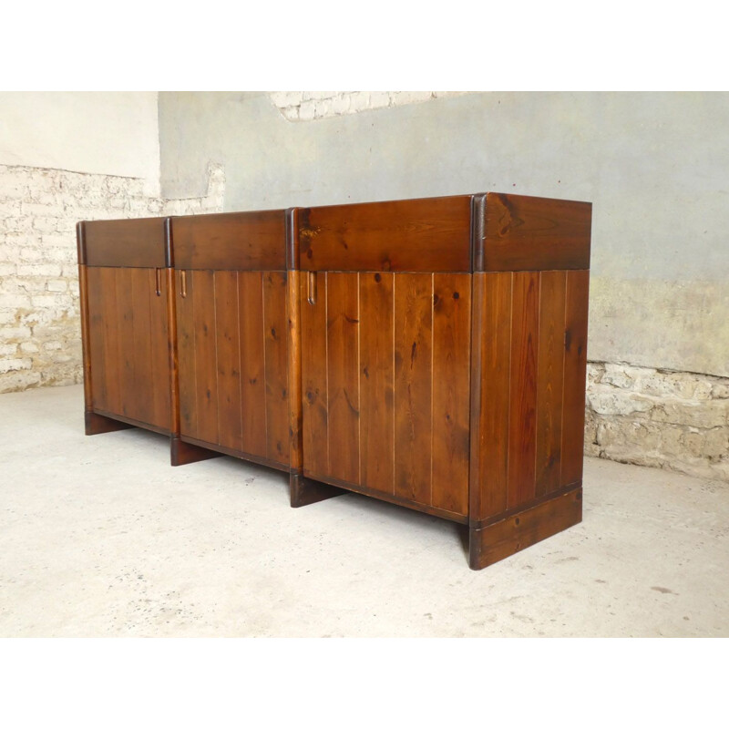 Vintage stained pine sideboard by Silvio Coppola for Fratelli Montana, Italy 1970