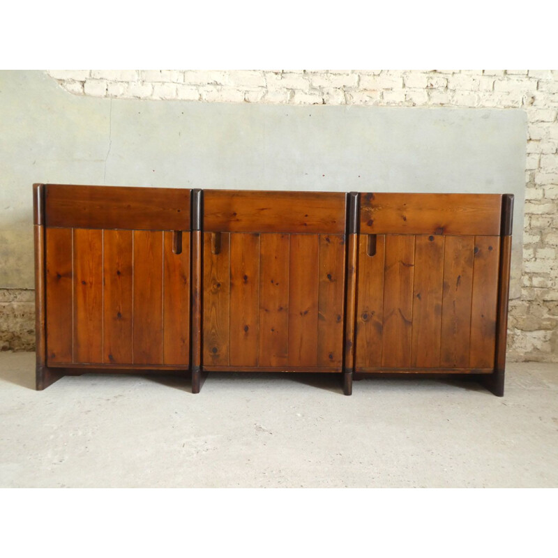 Vintage stained pine sideboard by Silvio Coppola for Fratelli Montana, Italy 1970