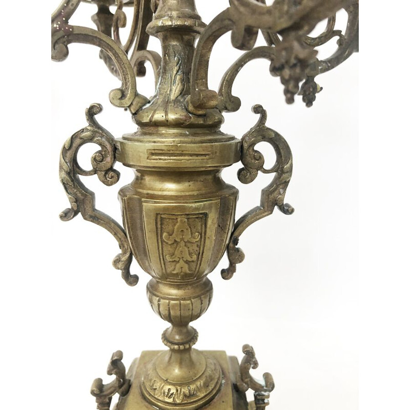 Par de candelabros de bronze vintage