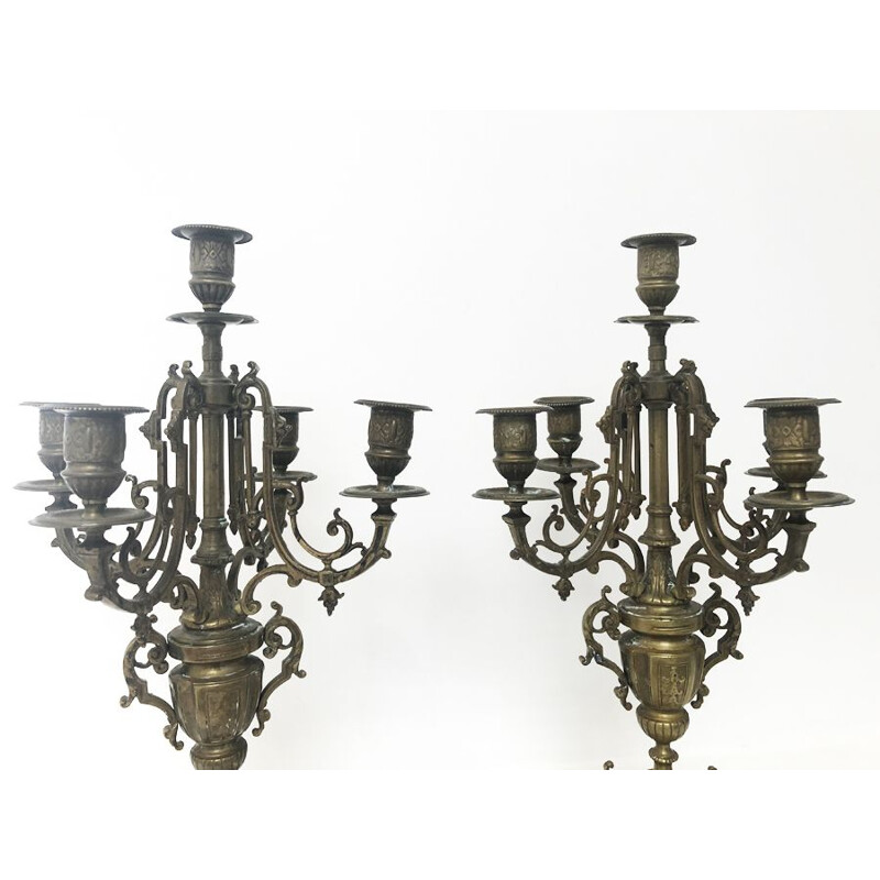 Pair of vintage bronze candelabras