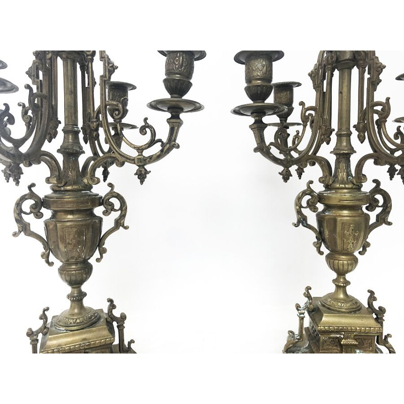 Paar Vintage-Kandelaber aus Bronze