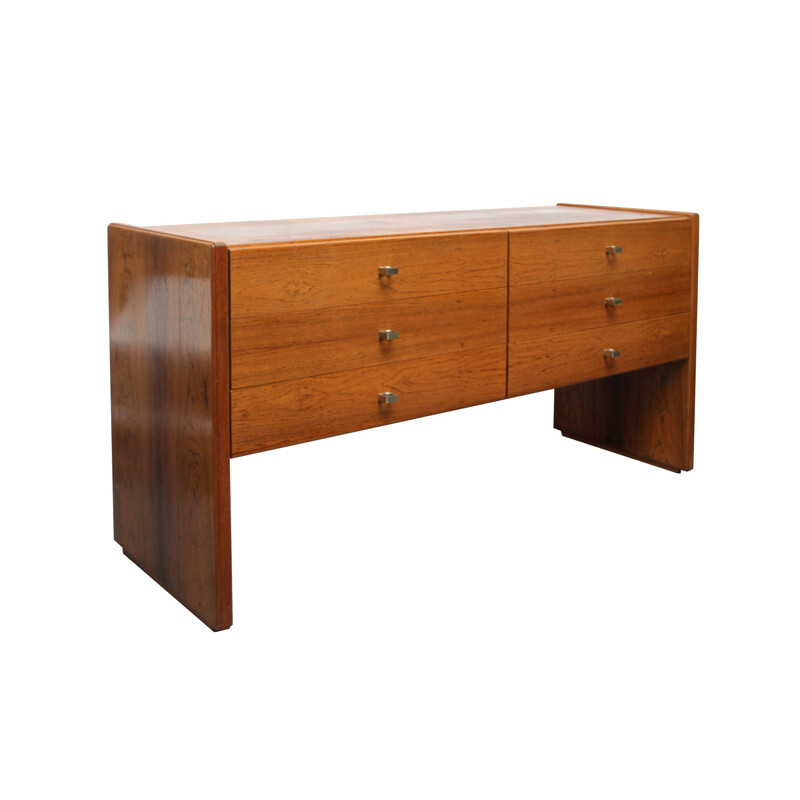 Sideboard room divider in rosewood with 6 drawers - 1970s