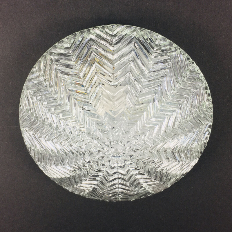Vintage glass ceiling lamp by Limburg, Germany 1970s