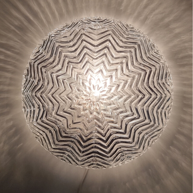 Vintage glass ceiling lamp by Limburg, Germany 1970s