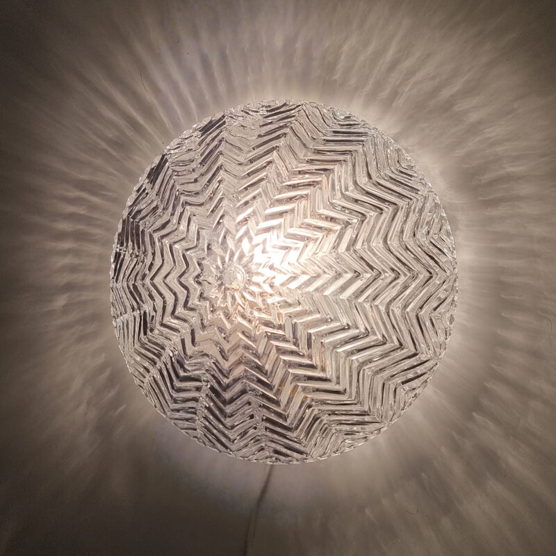Vintage glass ceiling lamp by Limburg, Germany 1970s