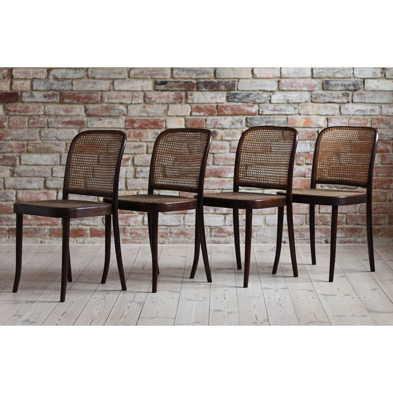 Set of 4 vintage model No. 811 dining chairs by J. Hoffmann for Thonet, 1940s