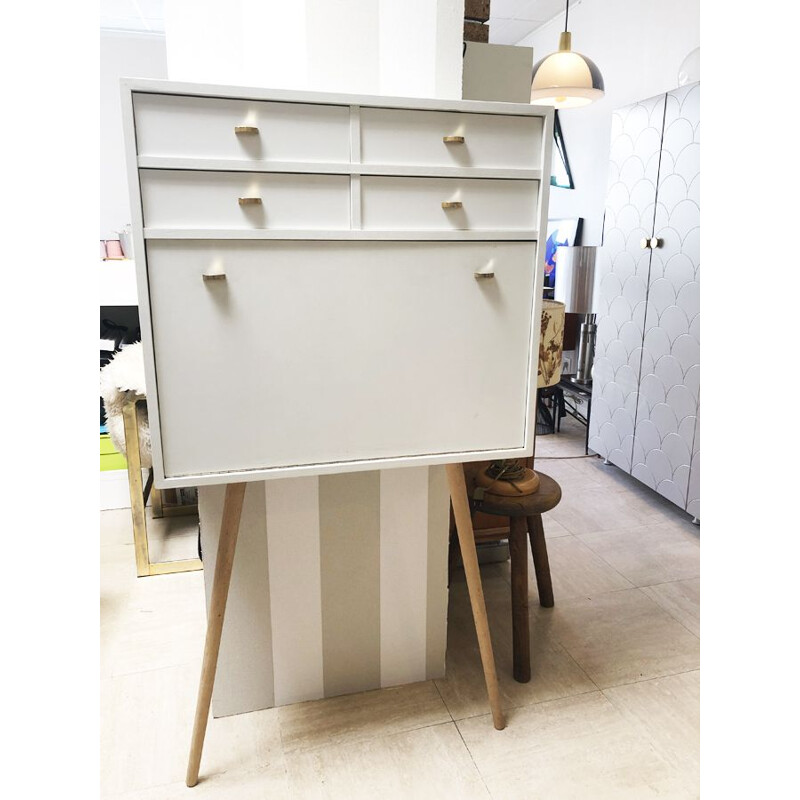 Pair of vintage Scandinavian chest of drawers in white lacquered wood by Ivan Gern Mobelfabrik, 1970