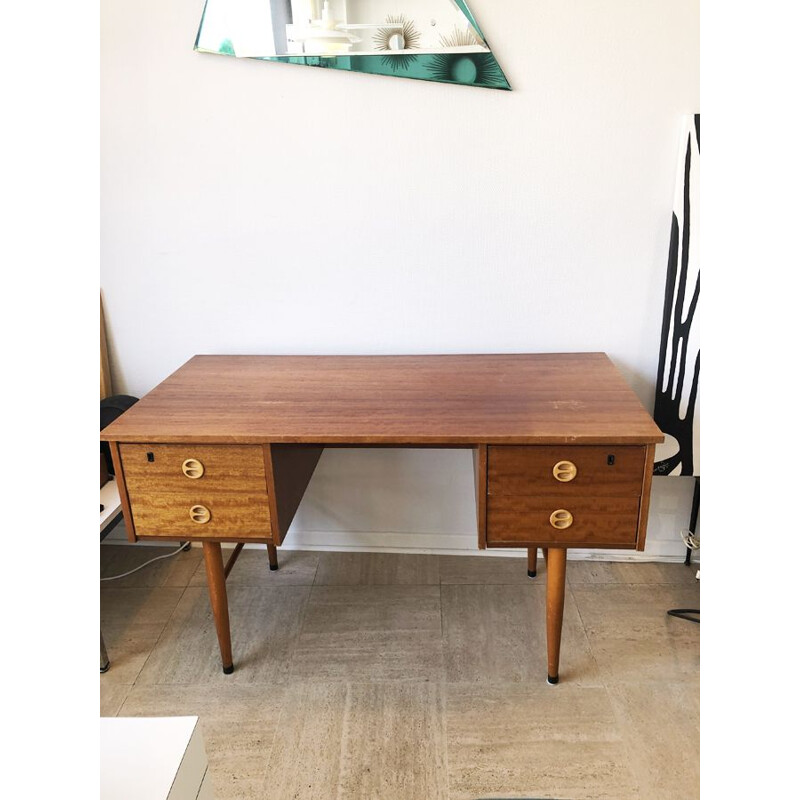 Scandinavian vintage teak desk with drawers, 1960-1970