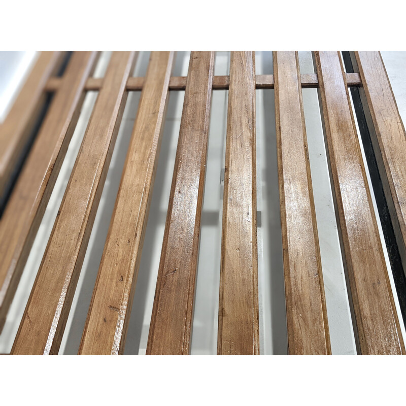 Vintage Cansado 9 slats bench in mahogany by Charlotte Perriand, 1954