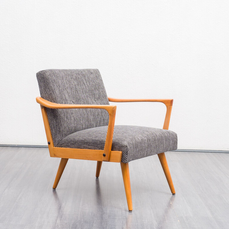 Fauteuil vintage streamline en bois de cerisier, 1960