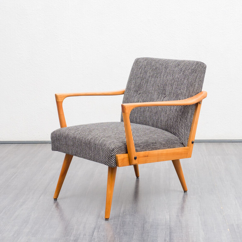Vintage gestroomlijnde fauteuil in kersenhout, 1960