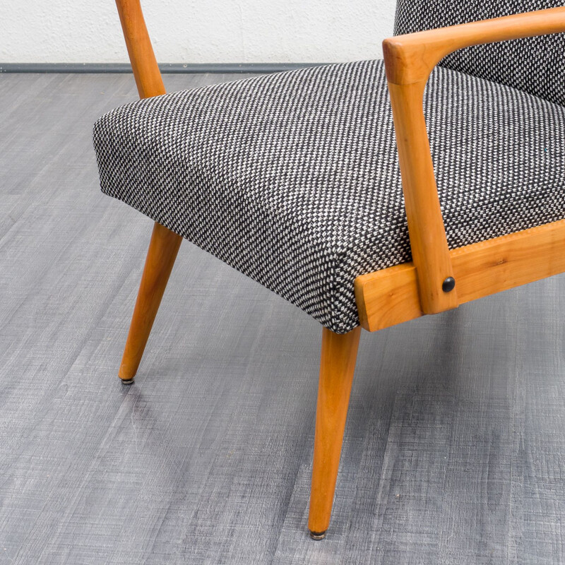 Vintage gestroomlijnde fauteuil in kersenhout, 1960